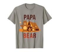 Papa Bear Camping With Cachorro Diseño del Día del Padre para papás Camiseta