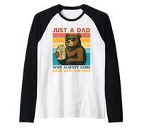 Papa Bear Just a Dad who always came back with the milk Camiseta Manga Raglan