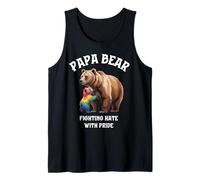 Papa Bear Rainbow Cub Luchando Odio Orgullo Gay Apoyo LGBTQ Camiseta sin Mangas