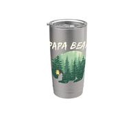 Papa Bear Regalo Día del Padre Oso en el Bosque Papá Papá Vaso térmico de acero inoxidable de doble pared