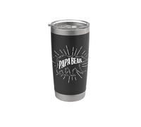 Papa Bear Retro Dad Daddy Grandpa Fathers Day Vaso térmico de acero inoxidable de doble pared