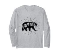 Papa Bear Vintage Sunburst Dad Daddy Papo Fathers Day Manga Larga