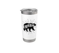 Papa Bear Vintage Sunburst Dad Daddy Papo Fathers Day Vaso térmico de acero inoxidable de doble pared