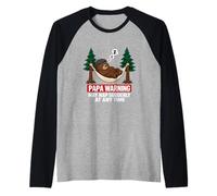 Papa Bear Warning May Nap Suddenly At Any Time Camiseta Manga Raglan