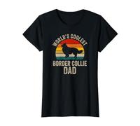 Papá Border Collie más Guay del Mundo Retro, Divertido papá de Perro Collie Camiseta gráfica económica, Mujer, Negro, M