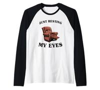 Papá Broma Hombres Divertidos Solo Descansando Mis Ojos Sillón Camiseta Manga Raglan