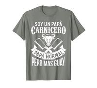 Papà Carnicero Regalo Divertido Carnicería Camiseta, Hombre, Verde Militar Jaspeado, 3XL
