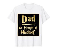 Papá Co-Manager of Mischief Funny Father's Day Papa Parent Camiseta gráfica económica, Hombre, Blanco, XL