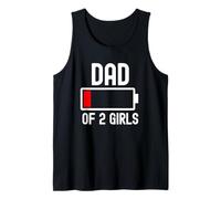 Papá De 2 Niñas Divertido Día Del Padre Batería Baja Cansado Para Papá Camiseta sin Mangas
