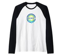 Papa de hockey con círculos de hockey modernos Camiseta Manga Raglan