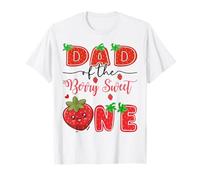 Papá de la baya Sweet One Strawberry 1er cumpleaños Camiseta