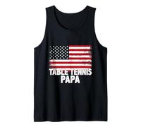 Papa de Tenis de Mesa Vintage con Bandera Americana Camiseta sin Mangas