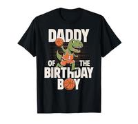 Papá del cumpleañero T-Rex Dino Basketball Birthday Camiseta