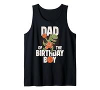 Papá del cumpleaños niño T-Rex Dino Baloncesto cumpleaños Camiseta sin Mangas