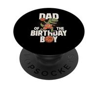 Papá del cumpleaños niño T-Rex Dino Baloncesto cumpleaños PopSockets PopGrip Adhesivo