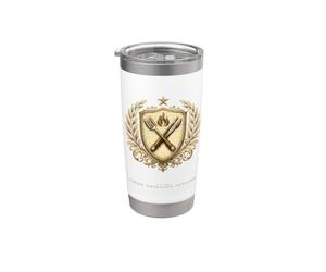 Papá el jefe de la parrilla oficial divertido clásico de la familia escudo Vaso térmico de acero inoxidable de doble pared