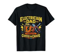Papa Electricista Impulsado por Cafe y Caos Camiseta