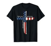 Papá en una misión Christian Dad Proverbios Cruzado Bandera Americana Camiseta