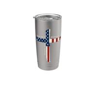Papá en una misión Christian Dad Proverbios Cruzado Bandera Americana Vaso térmico de acero inoxidable de doble pared