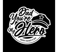 Papá, eres mi héroe, feliz día del padre, diseño de logotipo. Papá, eres mi héroe, feliz día del padre, diseño de logotipo. Decoración de vinilo para pared 67.2x77.1cm Fácil instalación Blanco