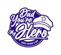Papá, eres mi héroe, feliz día del padre, diseño de logotipo. Papá, eres mi héroe, feliz día del padre, diseño de logotipo. Decoración de vinilo para pared 67.2x77.1cm Azul oscuro