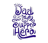 Papá es mi superhéroe letras escritas a mano Decoración de vinilo para pared 50.4x76.3cm Fácil instalación Azul oscuro