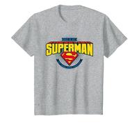 Papá es mi Superman Día del Padre Hijos Camiseta, Niños, Gris Jaspeado, 4 años