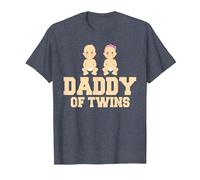 Papá Gemelos - Mellizos Padre Camiseta, Hombre, Azul Jaspeado, 3XL