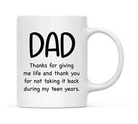 Papá, Gracias Por Darme La Vida Y Gracias Por No Quitármela Durante Mi Adolescencia. Tazas De Cerámica Divertido Tazas De Desayuno Duradero Taza De Café Para Escuela Oficina Cappuccino 330Ml