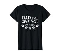Papá I Will Give You Five Stars Funny Fathers Day Camiseta gráfica económica, Mujer, Negro, XS