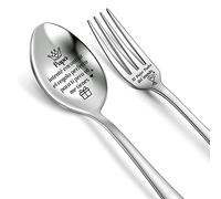 Papá Juego De Cuchara y Tenedor Para Sopa Regalo Cumpleaños Cucharas De Té De Café Grabadas Tenedores Para Pastel De Postre De Helado Papá Te Amo Día Del Padre Gracias Jubilación Cuchara De Navidad