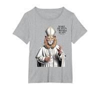 Papa León XIV Camiseta, Mujer Tallas Grandes, Gris Jaspeado, 3XL Grande