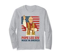 Papa León XIV hecho en Estados Unidos divertido diseño de papa americano Manga Larga
