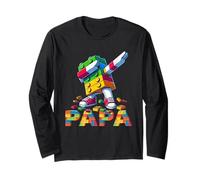 Papa Master Builder Dabbing Building Blocks Father's Day Fun Manga Larga