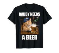 Papá Necesita Una Cerveza Divertido Gato Graso Bebiendo Cerveza Meme Camiseta