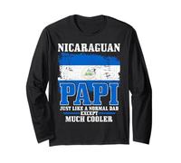 Papá nicaragüense Bandera de Nicaragua Orgullo Divertido Día del Padre Manga Larga