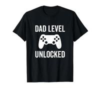 Papá Nivel Desbloqueado Jugador Pronto Será Padre Videojuego Camiseta gráfica económica, Hombre, Negro, S
