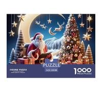 Papá Noel 1000 Piezas para Adultos: Papá Noel Junto al árbol bajo la luz de la Luna. Divertido y desafiante Juego Familiar. Gran Regalo. 52 x 38 cm/1000 Piezas.