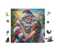 Papá Noel Abrazando a Mujer Puzzle 100 Piezas Cartón Resistente para Niños Mayores 14 Años Decoración Salón para Colgar En Pared Decoración Artística Regalo Pensado 28x28cm