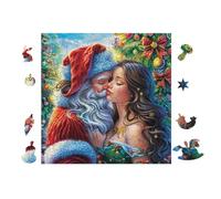 Papá Noel Abrazando a Mujer Rompecabezas 100 Piezas Cartón Grueso para Parejas para Enmarcar Decoración Mural Pieza De Colección Original 28x28cm