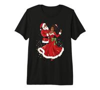 Papá Noel afroamericano Bailando con la señora Claus para Navidad Camiseta Premium