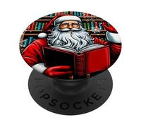 Papá Noel ama leer libros Este es mi suéter feo Navidad PopSockets PopGrip Adhesivo