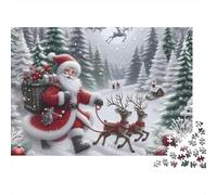 Papá Noel Bosque Nevado Puzzle de 1000 Piezas Juego de Puzzle 1000 Piezas Escena Navideña Regalo Familia 52x38cm/1000pcs