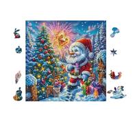 Papá Noel con Árbol de Navidad Puzzle 100 Piezas Cartón Resistente para Parejas Ocio En Casa Relajación Y Concentración Decoración Pared Regalo Ideal 28x28cm