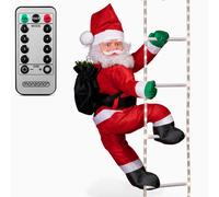 MONZANAŽ Papá Noel Escalando XL 90cm Interior Exterior Control Remoto Temporizador 8 Funciones Luces LED