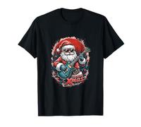 Papá Noel con guitarra eléctrica Heavy XMas Christmas Metal Camiseta
