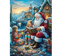 Papá Noel con Kids in Navidad Garden Puzzles 300 Piezas Construir Maquetas Pintura al óleo Animal-Planta Rompecabezas para Adultos Desafío Intelectual Juguete Educativo 3D Moderno 300 PCS