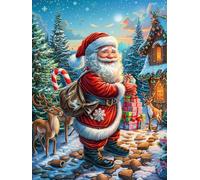 Papá Noel con Regalos in Snowy Forest Puzzles 300 Piezas Aliviar Estrés Familiar Premium Cuento de Hadas fantástico Animal Rompecabezas para Adultos Desafío Intelectual 3D DIY Creativo Decorativo 30