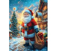 Papá Noel con Regalos in Snowy Forest Puzzles 500 Piezas Alivio Estrés Mental Cuento de Hadas mágico de Animales Rompecabezas 3D para Toda La Familia Juguete Educativo Desafío Intelectual 500 PCS