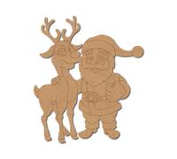Papá Noel con reno de Navidad, diseño premarcado 4 medite MDF / 8 pulgadas / 1